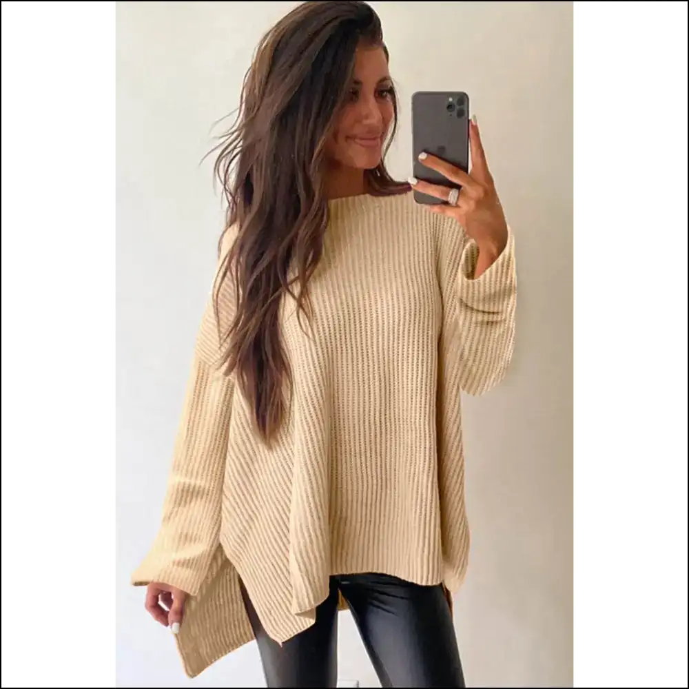 Apricot Plain Oversized Sweater: so Cozy Youll Ghost your Friends π» Needful Things - Sweaters on Sale Worldwide Shipping