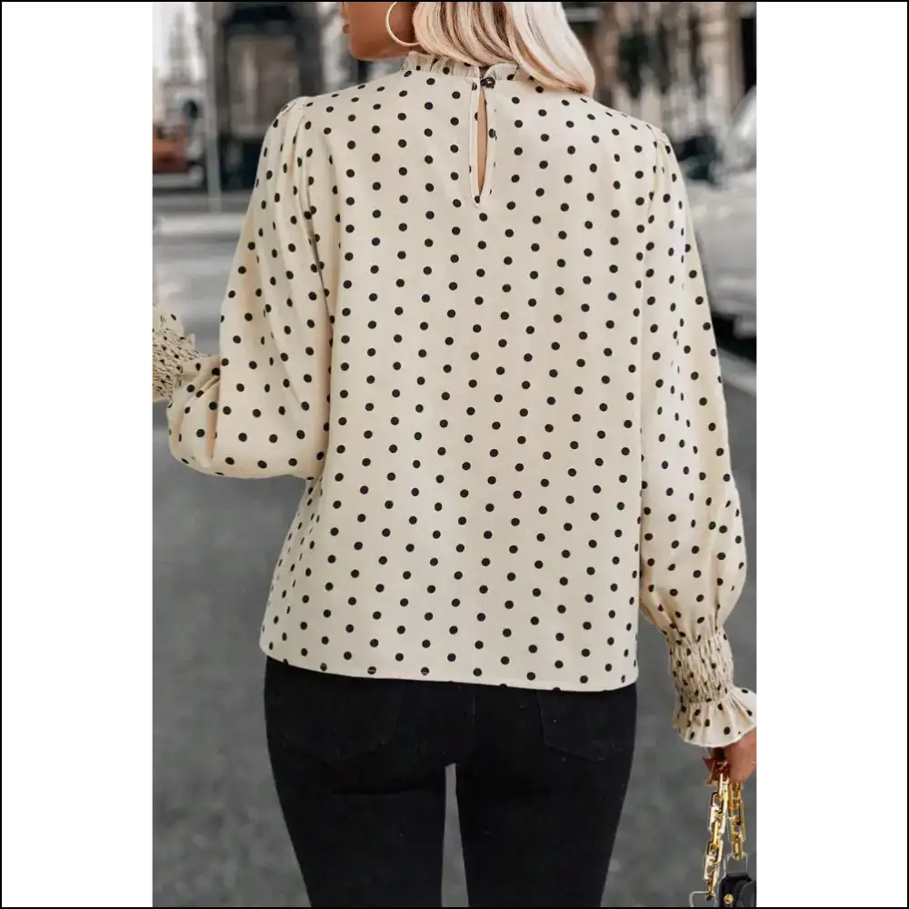 Apricot Polka Dot Frill Neck Blouse: from Drab to Fab! Needful Things ✨ - Blouses on Sale Worldwide Shipping