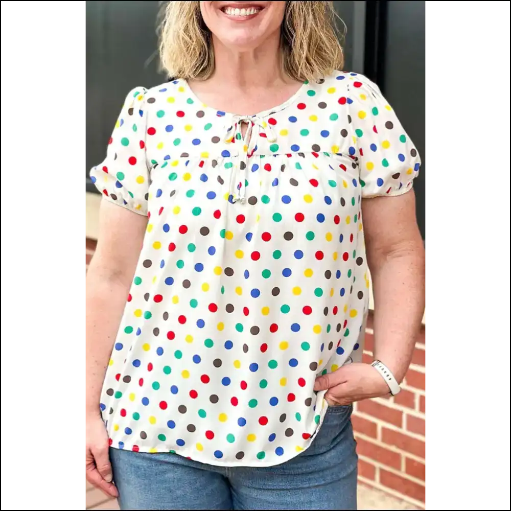Apricot Polka Dot Top: Because Dieting is Hard π Needful Things - 1x - Plus Size Tops on Sale Worldwide Shipping