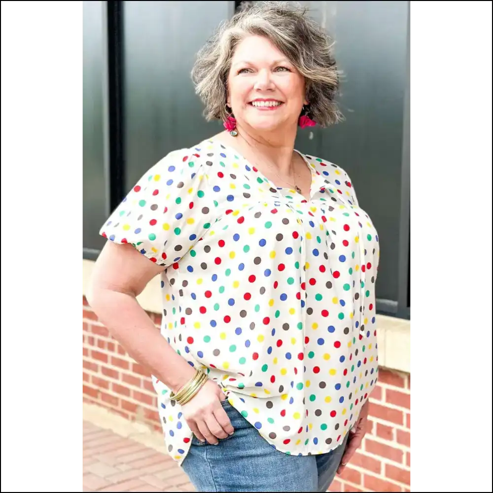 Apricot Polka Dot Top: Because Dieting is Hard π Needful Things - Plus Size Tops on Sale Worldwide Shipping