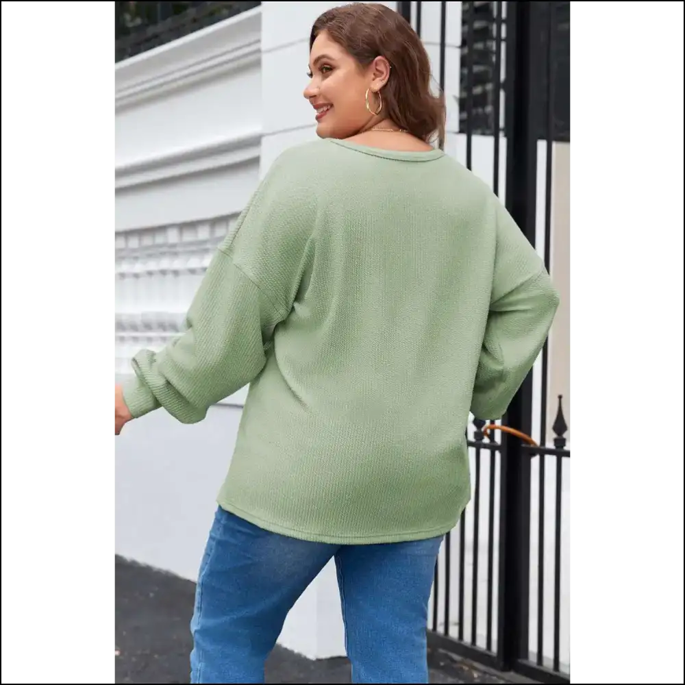 Aqua Ribbed Pocketed Bff Top: Needful Things Comfy 💙 - Plus Size Tops on Sale Worldwide Shipping