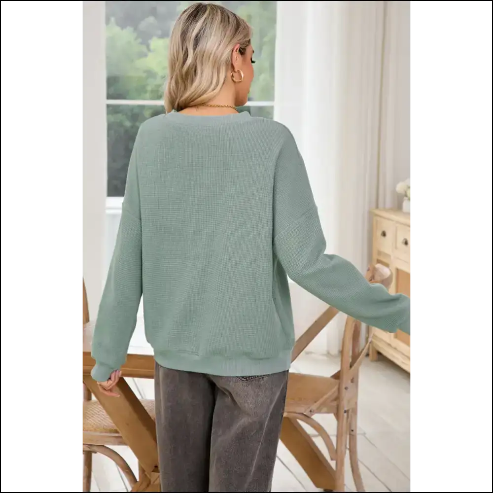Aqua Wfle Knit: Brunch so Hard 🧇 Needful Things - Long Sleeve Tops Shirts & on Sale Worldwide Shipping