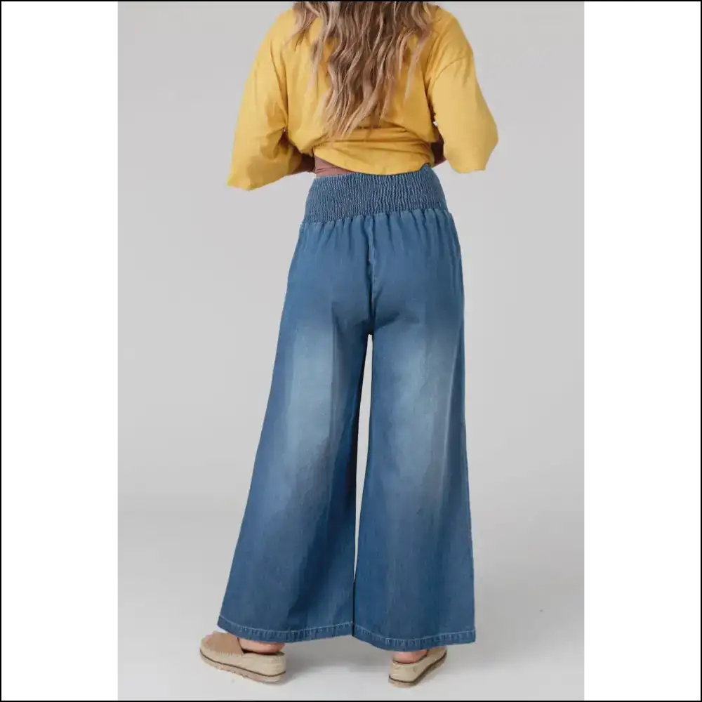 Ashleigh Blue Jeans: Smocked Waist Wide Leg Runway Ready ๐ - Jeans on Sale Worldwide Shipping