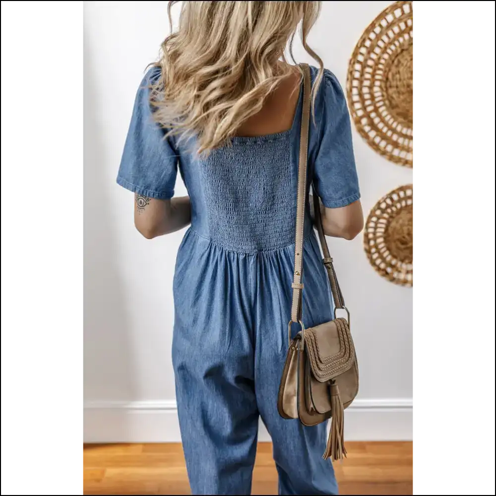 Ashleigh Blue Neck Denim Jumpsuit: one Piece Zero Pants - Jumpsuits & Rompers on Sale Worldwide Shipping