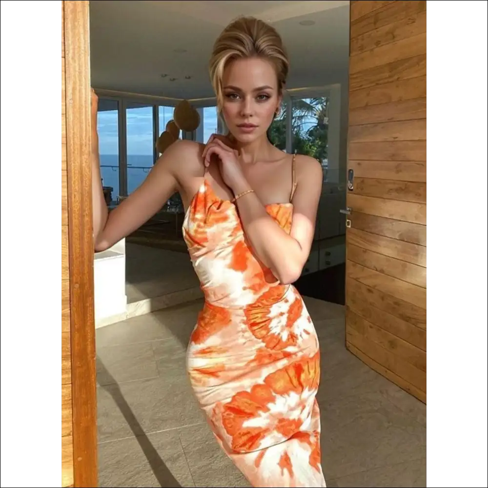Backless Tie-dye Maxi Cami Dress - Dresses on Sale Worldwide Shipping