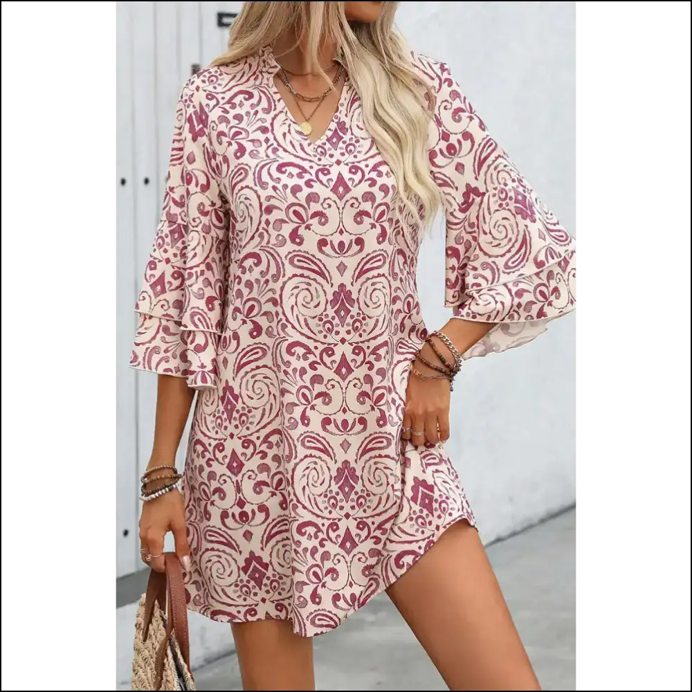 Bali Sunset Dress: Pink Paisley Print Perfection! 🌸 Needful Things - s - Short Dresses on Sale Worldwide Shipping