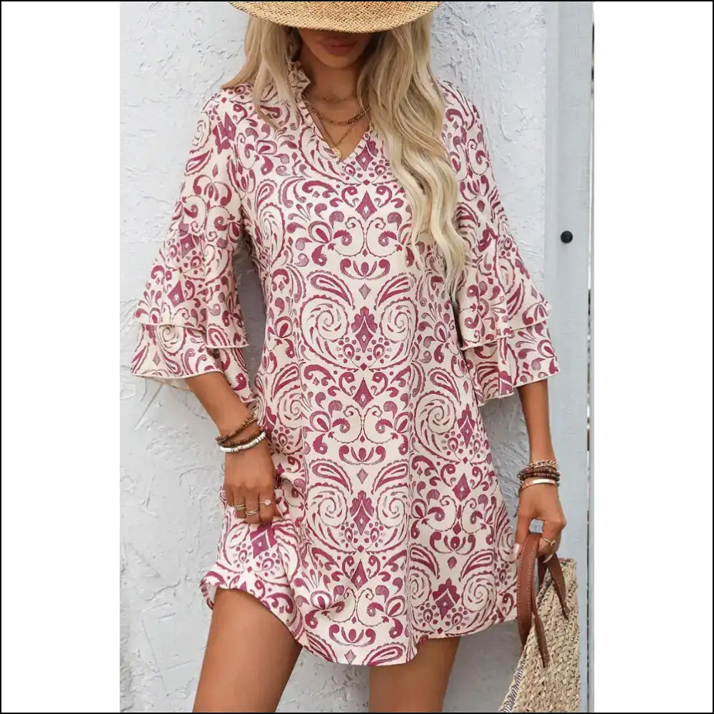 Bali Sunset Dress: Pink Paisley Print Perfection! 🌸 Needful Things - Short Dresses on Sale Worldwide Shipping