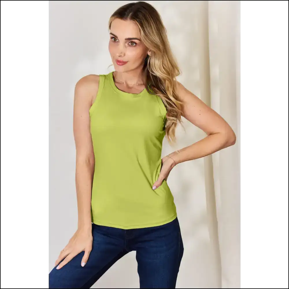 Basic Bae Round Neck Slim Tank - your New Best Friend - Yellow-green / s - Tops on Sale Worldwide Shipping
