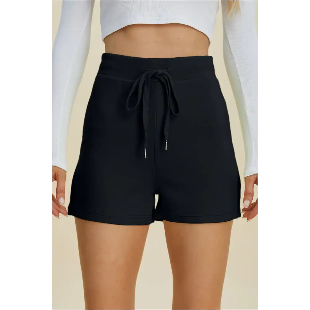 Basic Bae Scuba Drawstring High Waist Shorts - Black / l - on Sale Worldwide Shipping