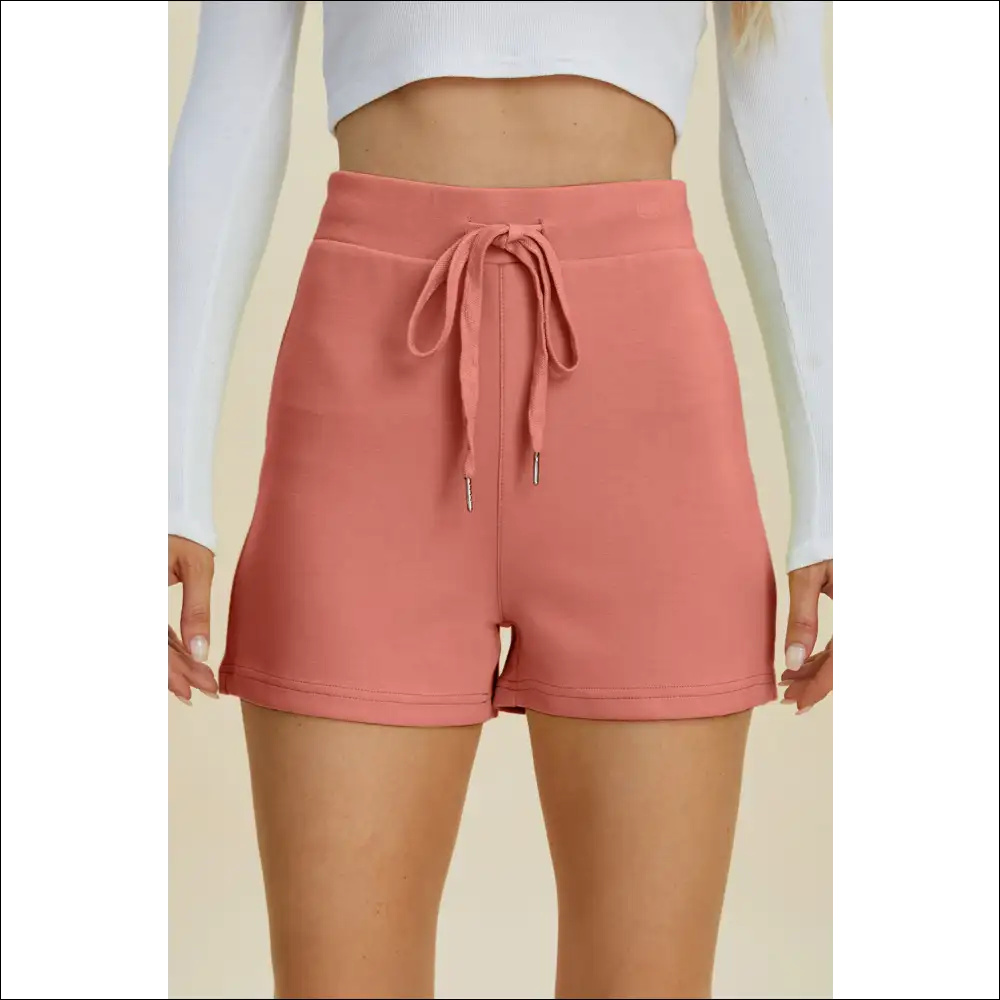 Basic Bae Scuba Drawstring High Waist Shorts - Coral / s - on Sale Worldwide Shipping