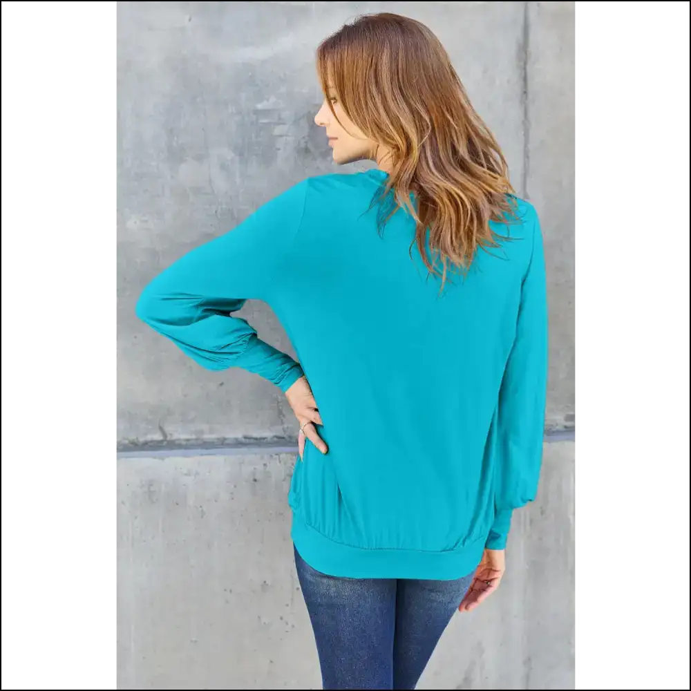 Basic Bae V-neck Lantern Sleeve Top - Full Size - Blouses on Sale Worldwide Shipping