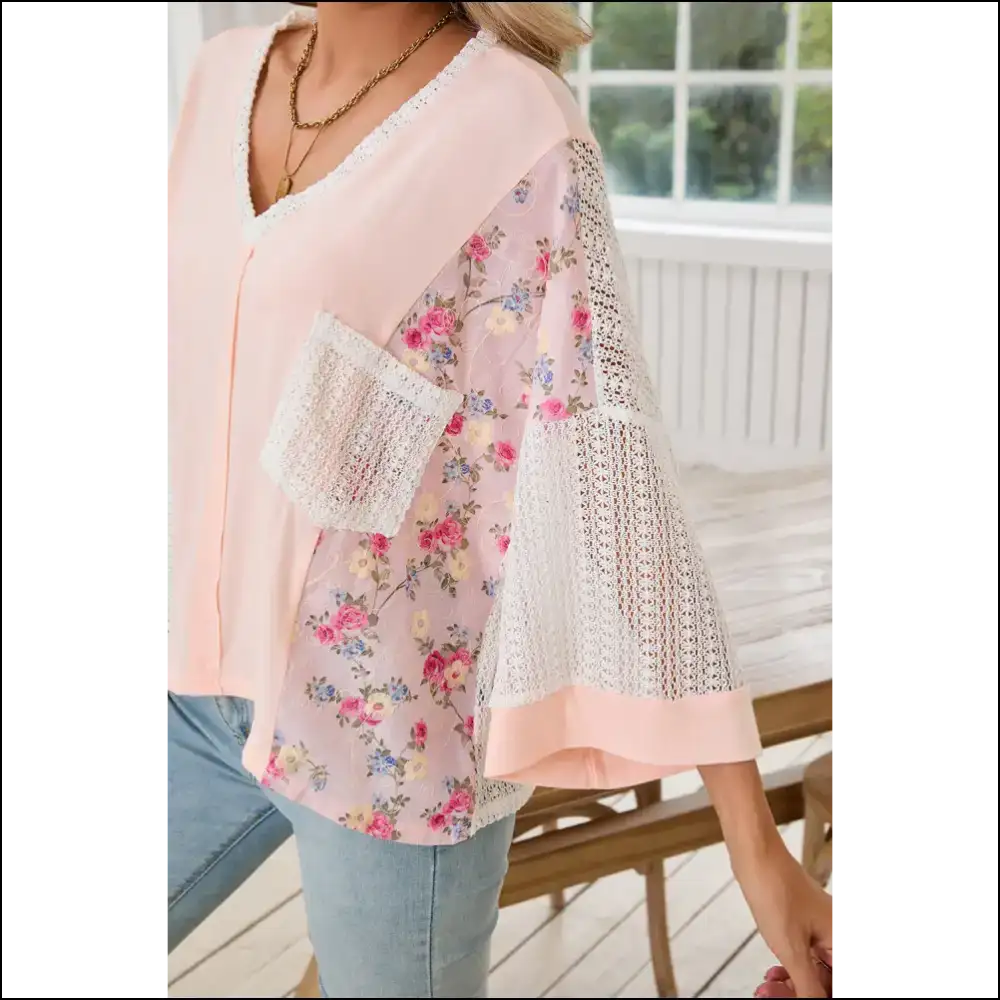 Batwing Sleeve Blouse Delicacy Floral Crochet Goddess Gear - Blouses on Sale Worldwide Shipping