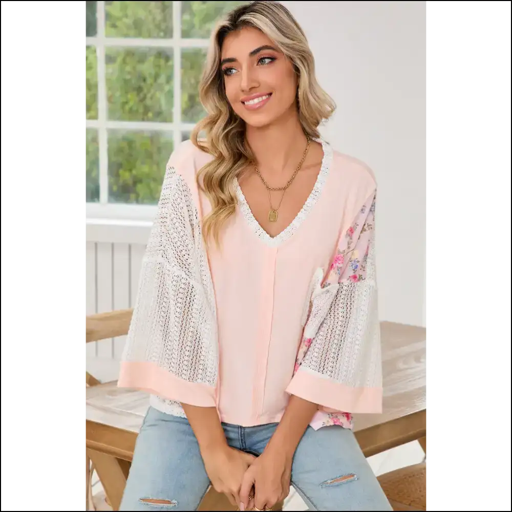 Batwing Sleeve Blouse Delicacy Floral Crochet Goddess Gear - s - Blouses on Sale Worldwide Shipping
