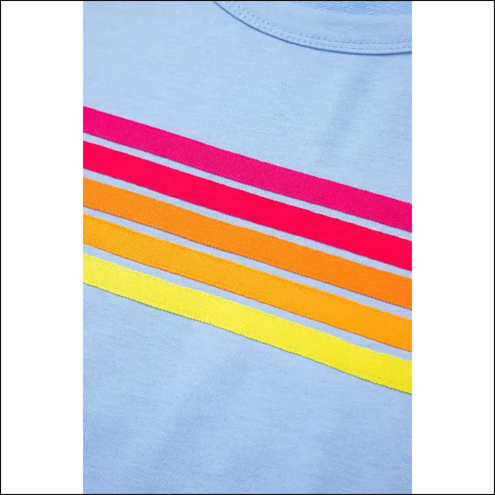 Beau Blue Colorful Striped Tee: Slay Casual! π - Black / s - t Shirts on Sale Worldwide Shipping