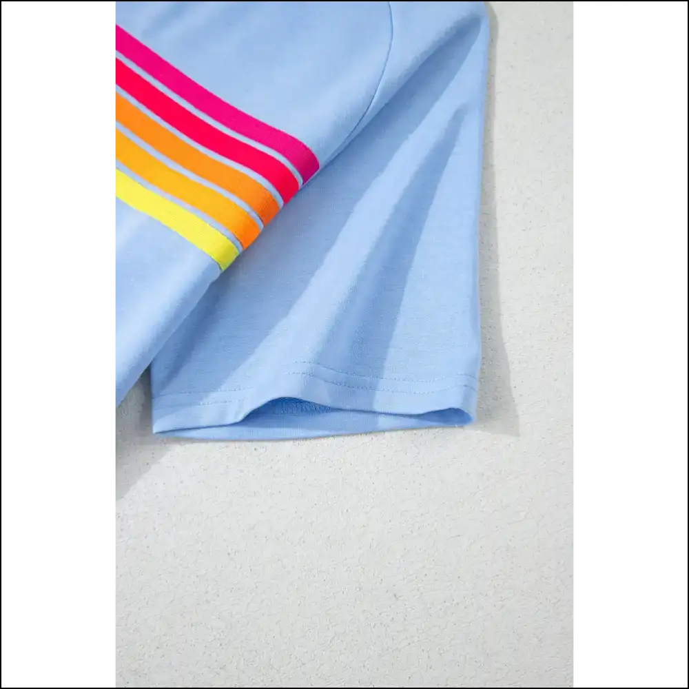 Beau Blue Colorful Striped Tee: Slay Casual! π - t Shirts on Sale Worldwide Shipping