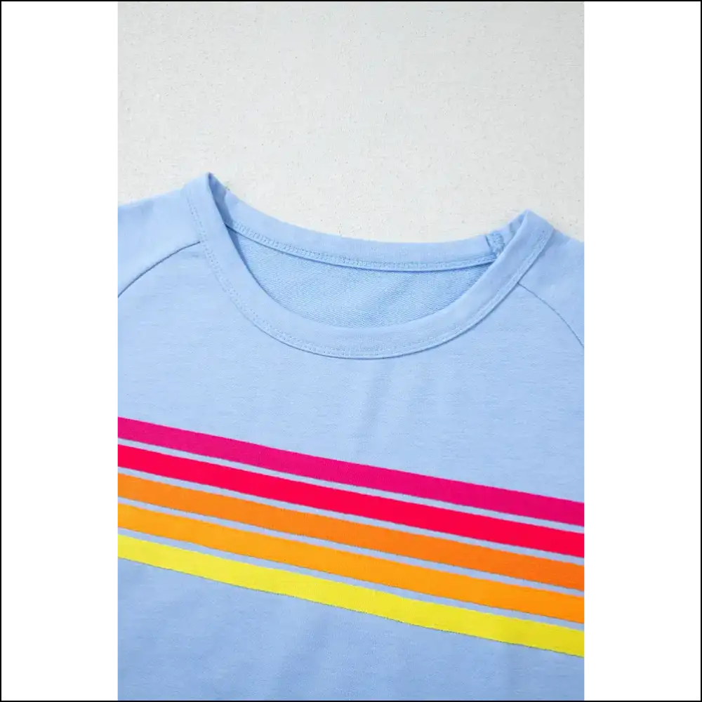 Beau Blue Colorful Striped Tee: Slay Casual! π - t Shirts on Sale Worldwide Shipping