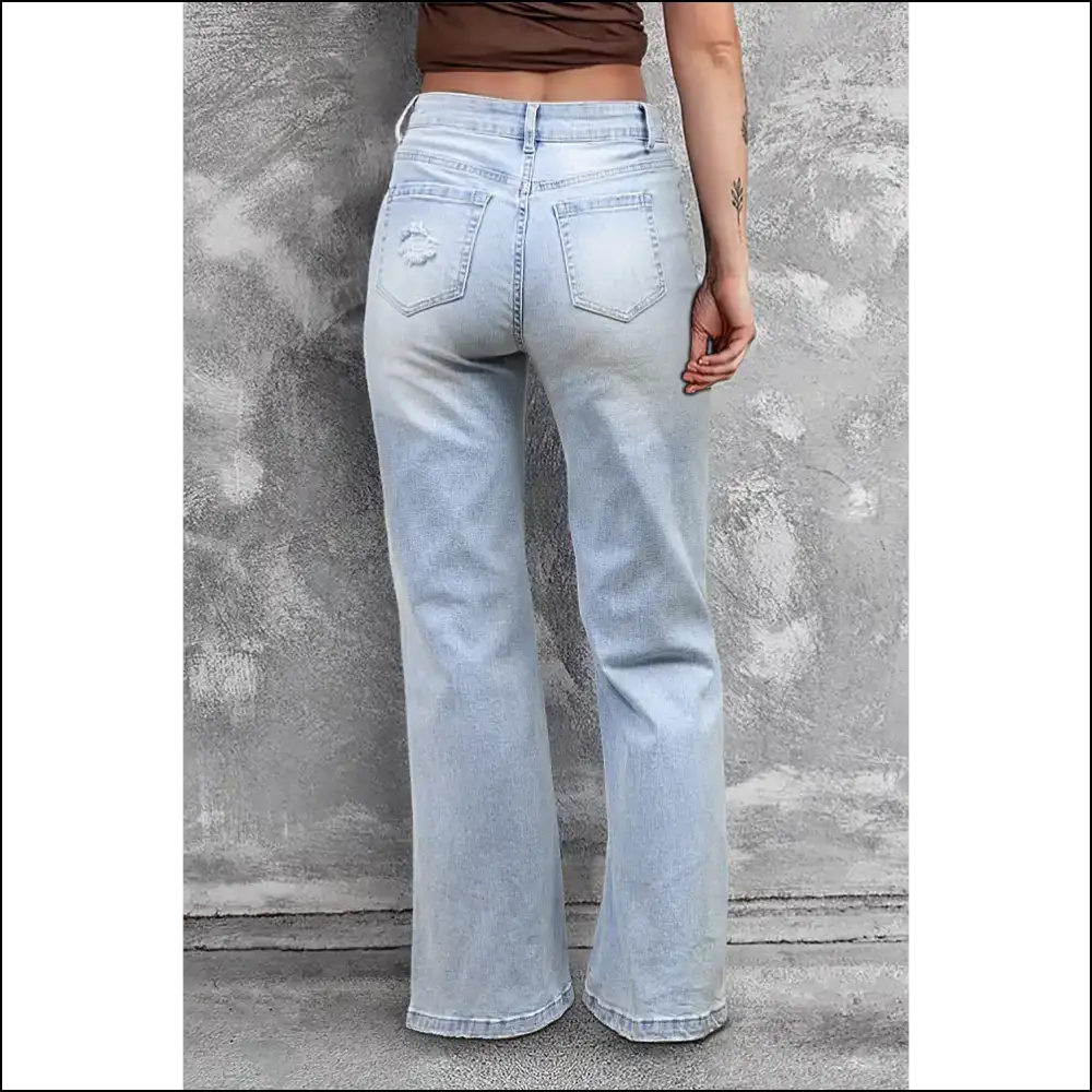 Beau Blue Distressed Flare Jeans: Feeling Good in Needful Things.ππ₯ Light Wash - Jeans on Sale Worldwide Shipping