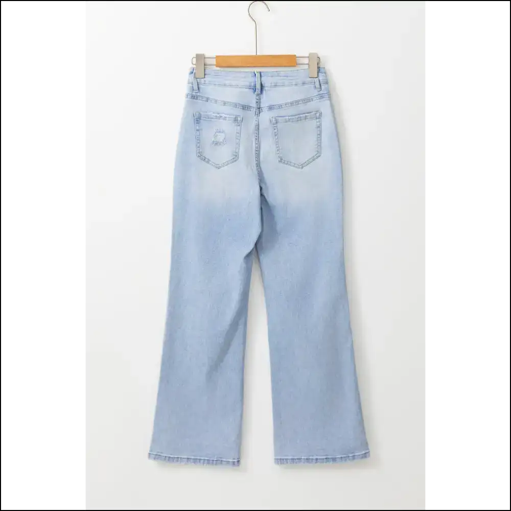 Beau Blue Distressed Flare Jeans: Feeling Good in Needful Things.ππ₯ Light Wash - Jeans on Sale Worldwide Shipping