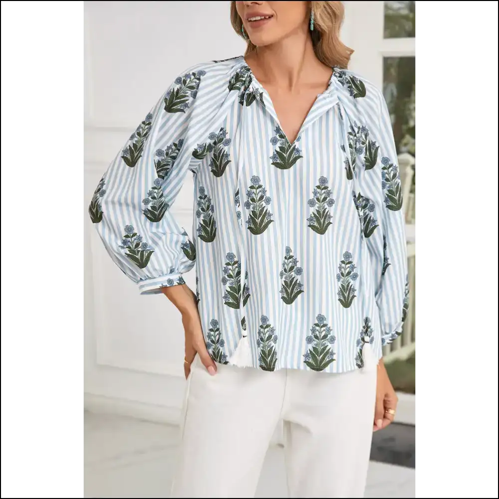 Beau Blue Floral: so Good it Hurts (your Ex) Blouses on Sale Worldwide Shipping