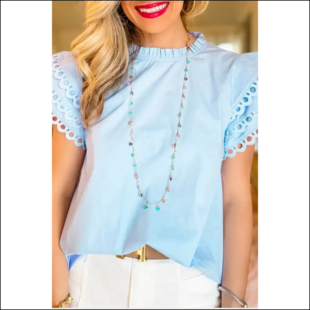 Beau Blue Layered Cap Sleeve Blouse Prepare for Stares - s - Blouses on Sale Worldwide Shipping