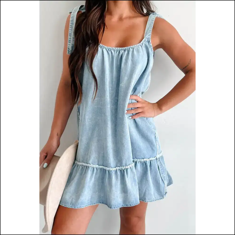 Beau Blue Washed Denim Mini Dress: Dangerously Cute π Needful Things - Short Dresses on Sale Worldwide Shipping