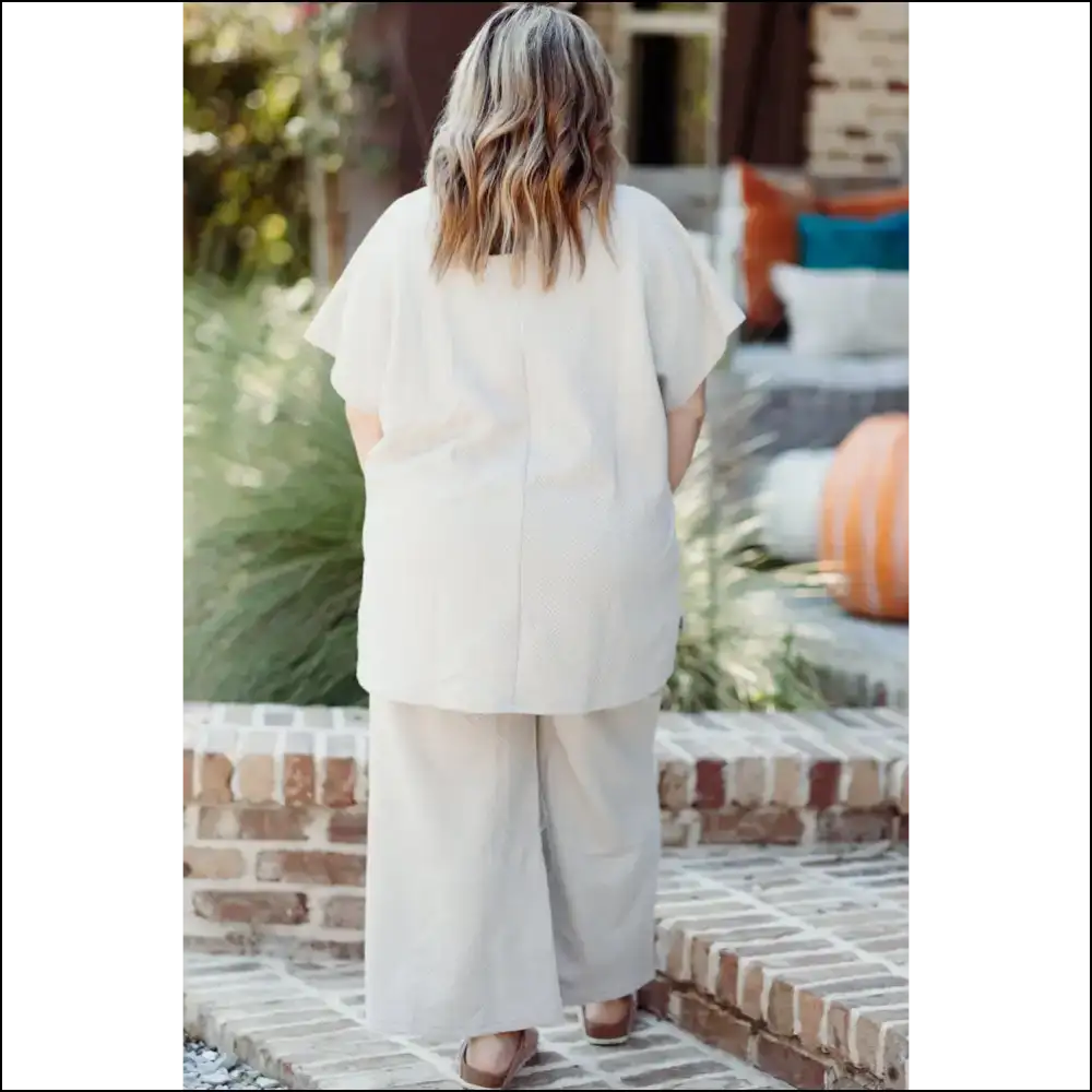 Beige: Chic Drawstring Pants Set - Needful Things ๐ - Plus Size Matching Sets Two Piece on Sale Worldwide Shipping
