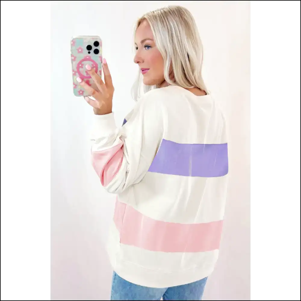 Beige Colorblock Chic Sweatshirt: Needful Things Edition 💀 - Sweatshirts & Hoodies on Sale Worldwide Shipping