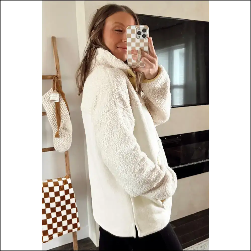 Beige Fleece Colorblock: Queen Cozy from Needful Things ๐ - Sweatshirts & Hoodies on Sale Worldwide Shipping