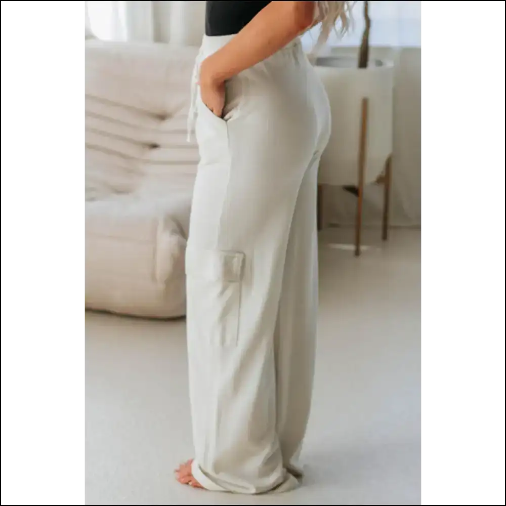 Beige High Waist Cargo: Pants Fit for your Royal Highness ๐ - on Sale Worldwide Shipping
