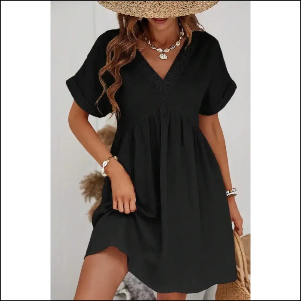 Beige Lace Splicing Mini Dress: so Cute It’s Almost Illegal! 😉 Needful Things - Black / s - Short Dresses on Sale Worldwide Shipping