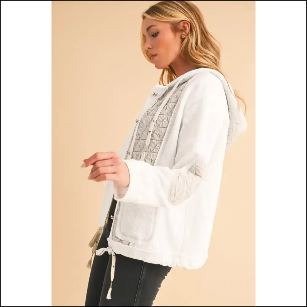 Beige Quilted Patchwork Hooded Jacket: Basically a Wearable Hug! Needful Things 🥰 - Jackets Outerwear on Sale Worldwide Shipping