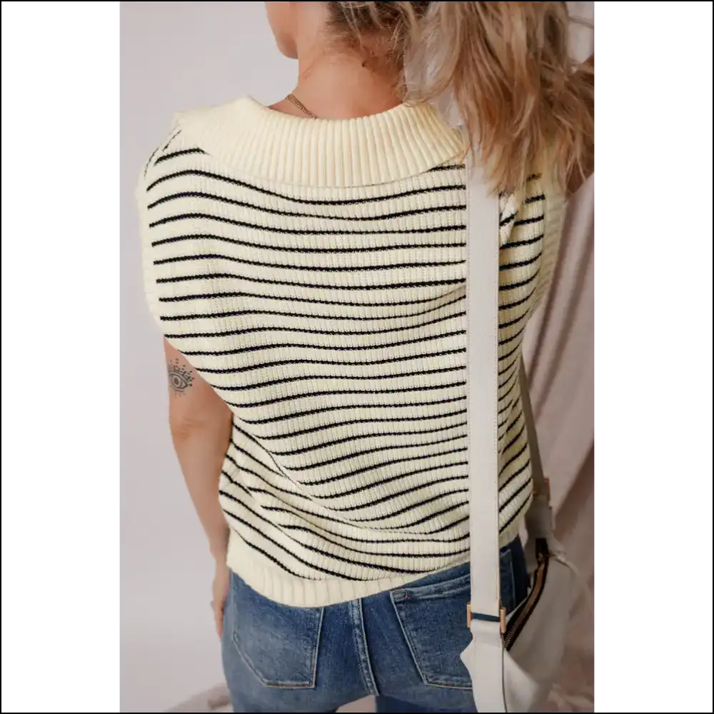 Beige Stripe Knit Top: so Comfy Youll Scream (with Joy) Needful Things! 🤪 - Tops on Sale Worldwide Shipping