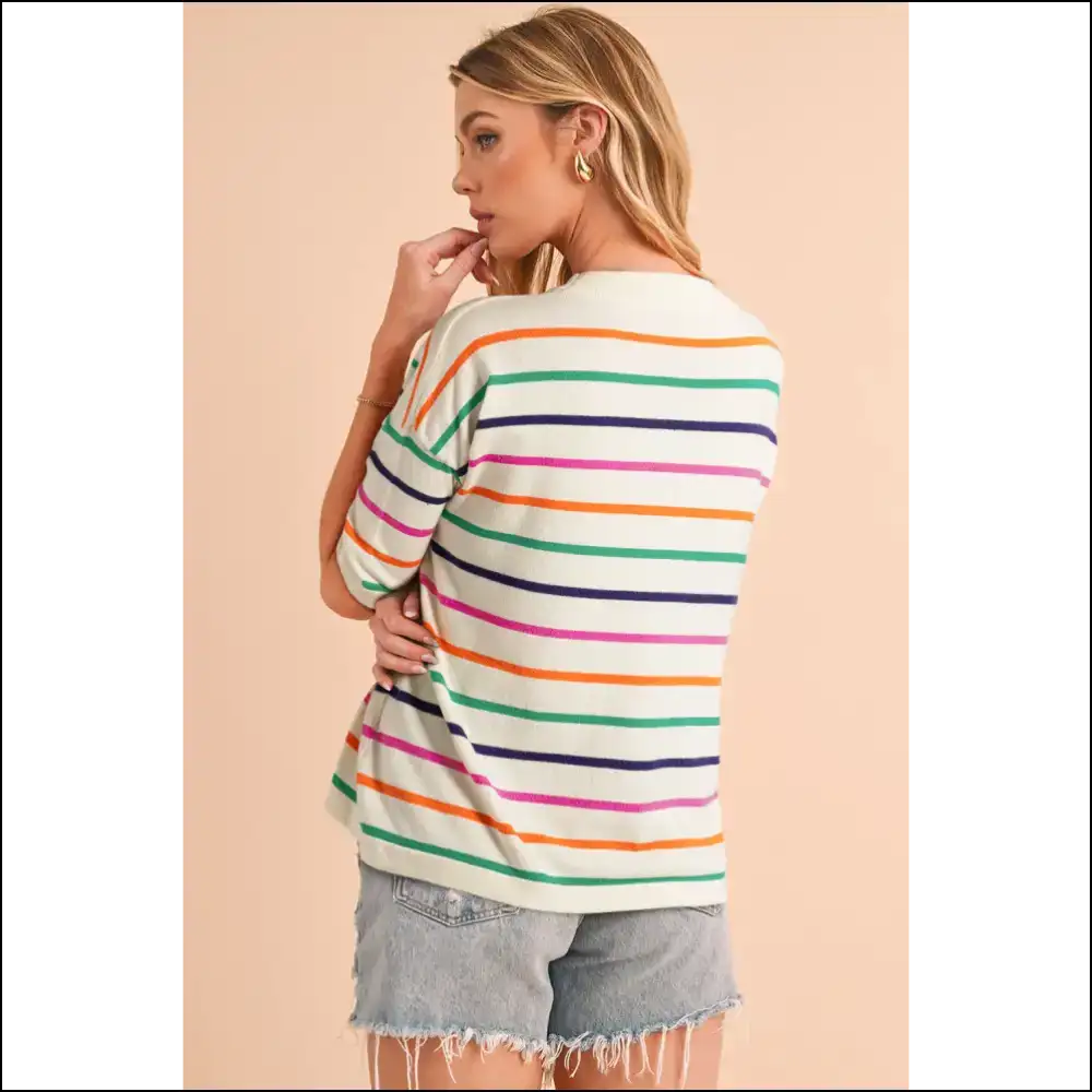 Beige Stripe Loose Fit: one Knit Wonder ๐ Needful Things - Tops on Sale Worldwide Shipping