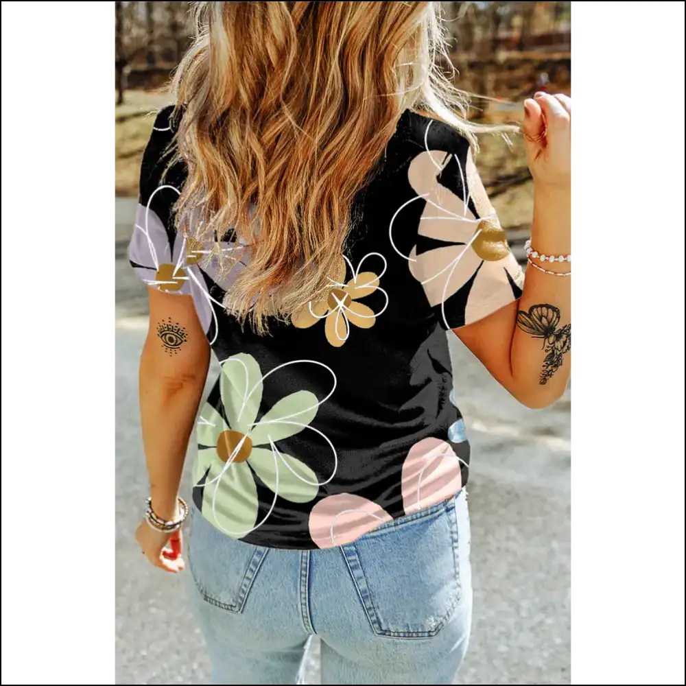 Beige Summer Floral Print T-shirt: Bloom where Youโre Planted (in Beige!) ๐ - t Shirts on Sale Worldwide Shipping
