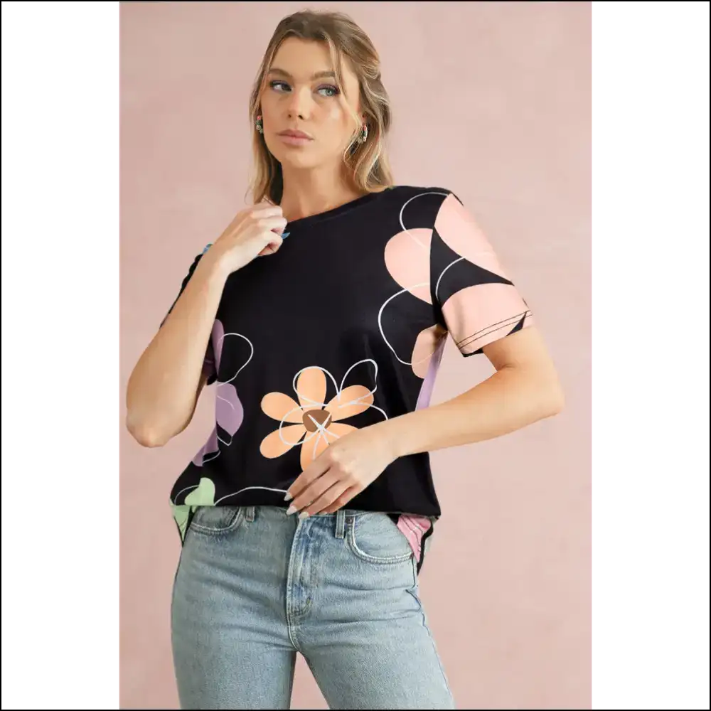Beige Summer Floral Print T-shirt: Bloom where Youโre Planted (in Beige!) ๐ - Black / s - t Shirts on Sale Worldwide Shipping