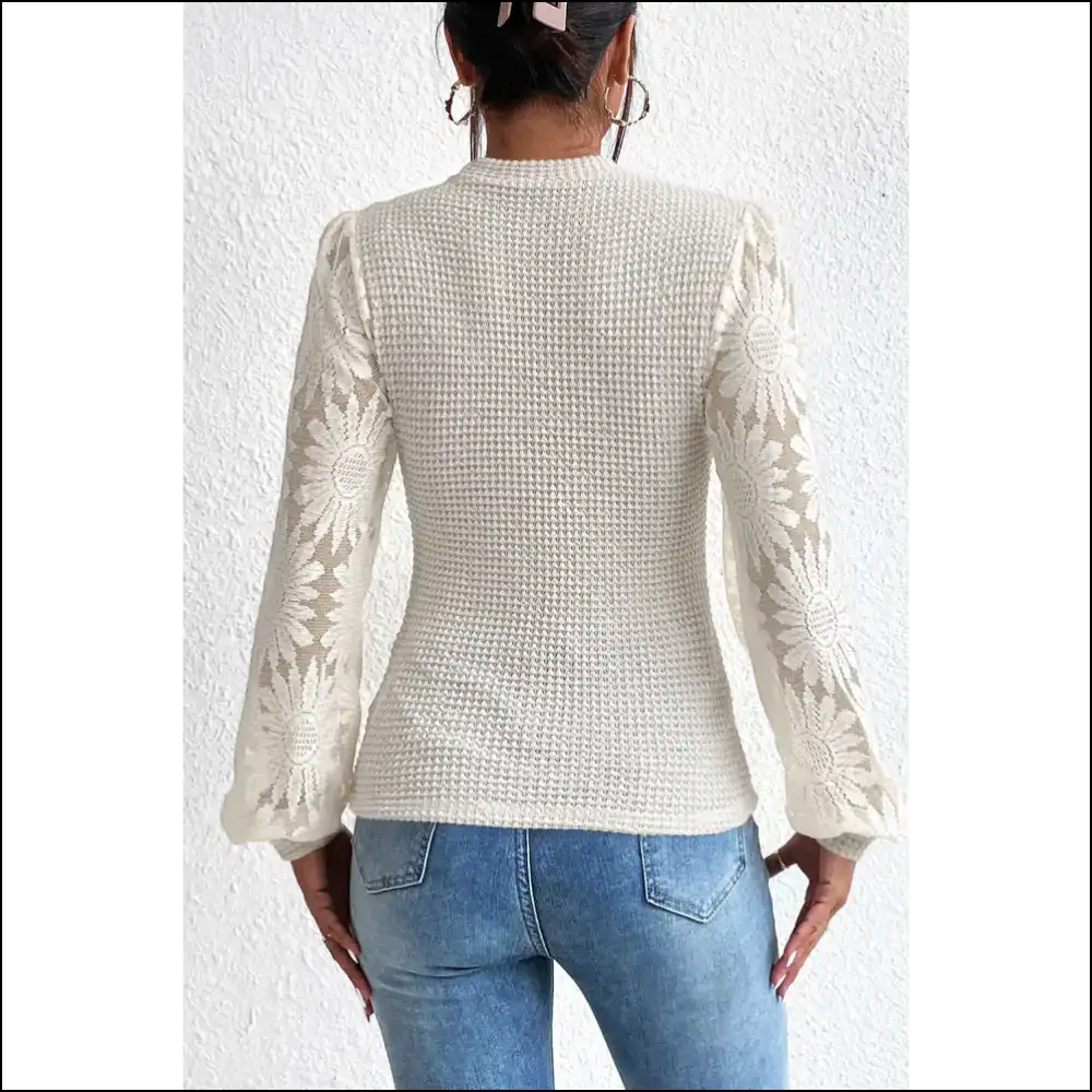 Beige Sunflower Mesh: I’m Wfle Knit-ty and i Know Things 🌻 - Long Sleeve Tops Shirts & on Sale Worldwide Shipping