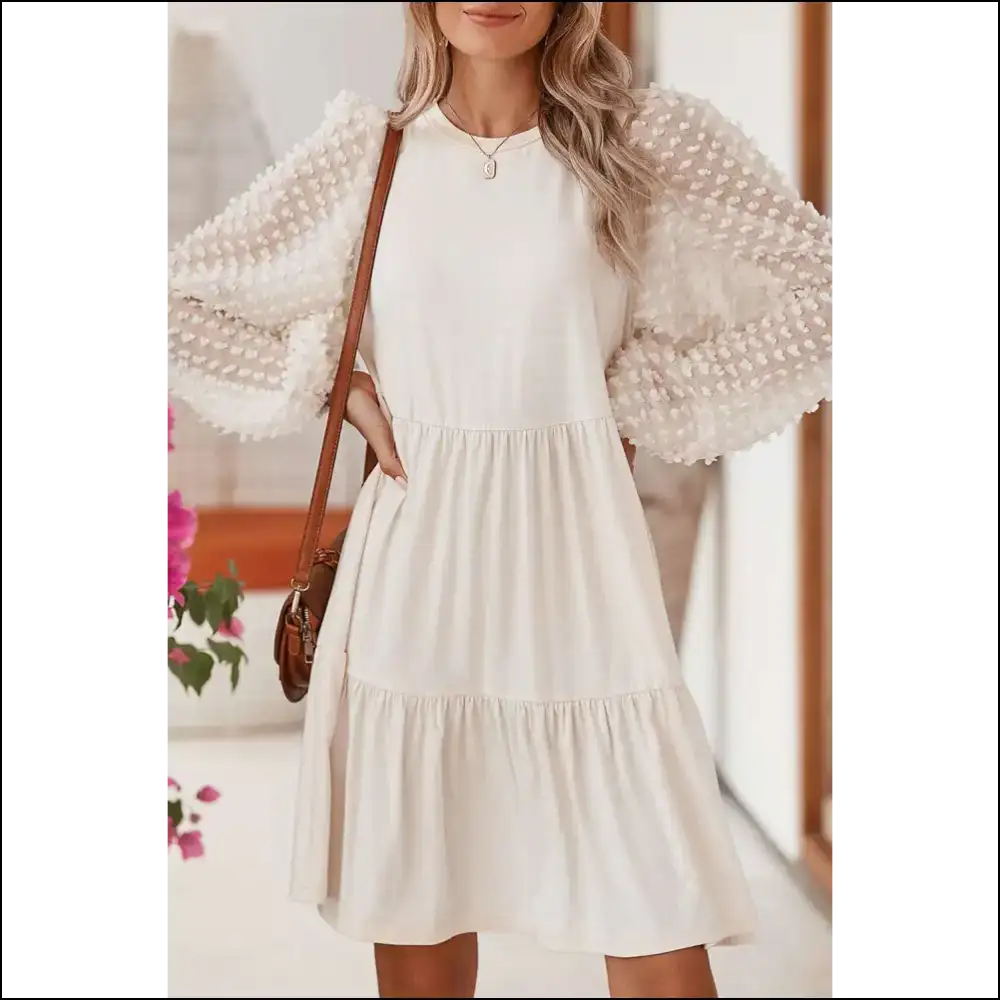 Beige Swiss Dot Dress: Instant ?It Girlโ (needful Things) ๐ - s - Short Dresses on Sale Worldwide Shipping