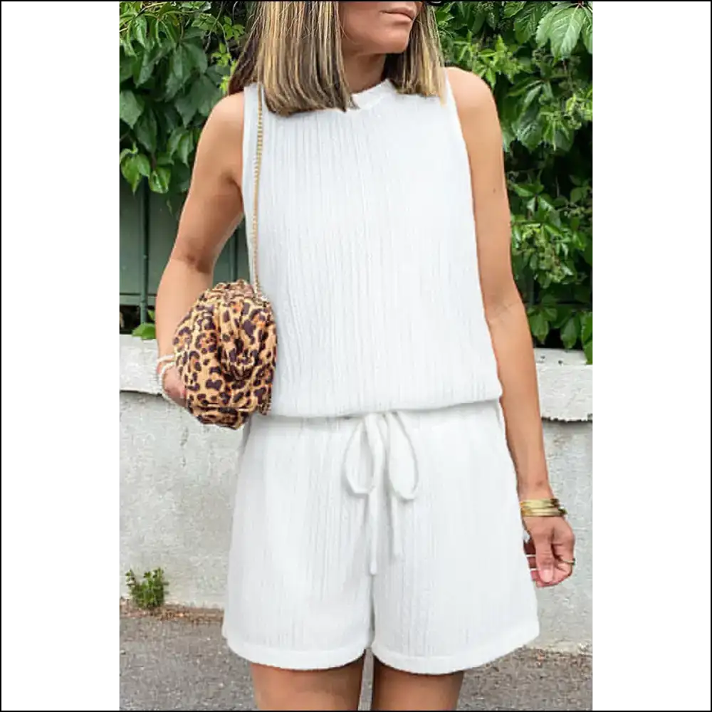 Beige Textured Knit: your New Summer Uniform ?️ Needful Things - s - Two Piece Shorts Sets on Sale Worldwide Shipping