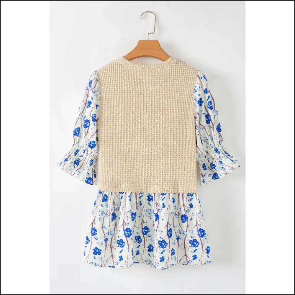 Beige Wfle Floral Patchwork Peplum: so Hot it Hurts 💔 - Blouses on Sale Worldwide Shipping