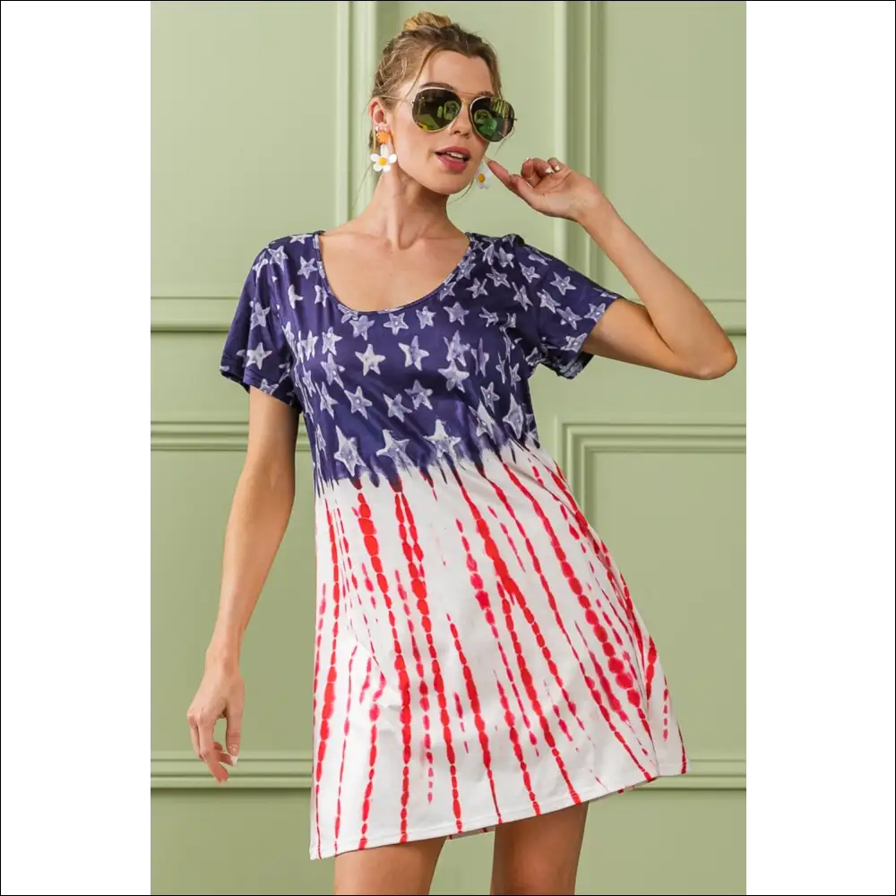 Patriotic Chic: Bibi American Flag Tee Dress - Dresses on Sale Worldwide Shipping