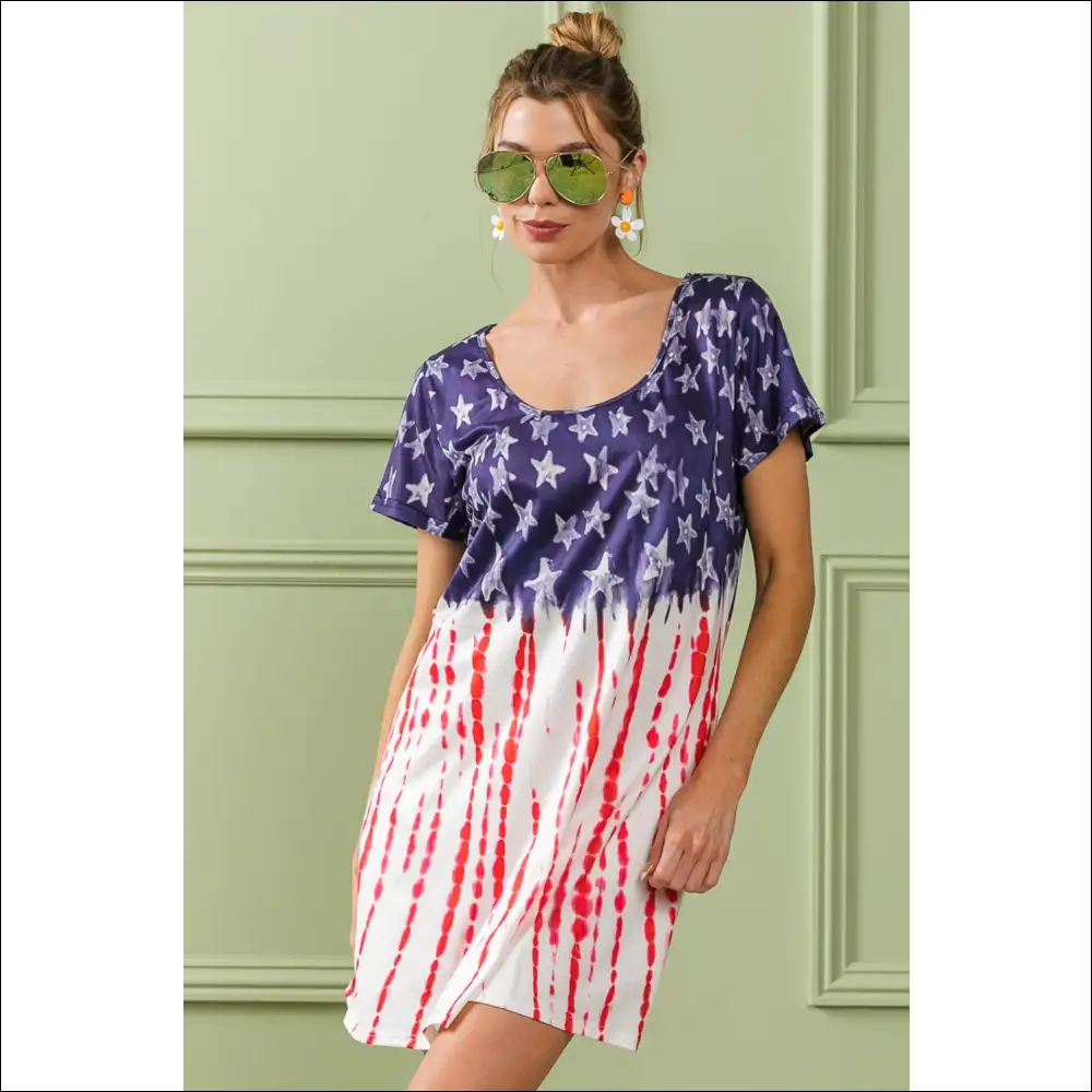 Patriotic Chic: Bibi American Flag Tee Dress - Dresses on Sale Worldwide Shipping