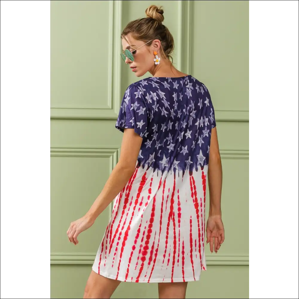 Patriotic Chic: Bibi American Flag Tee Dress - Dresses on Sale Worldwide Shipping
