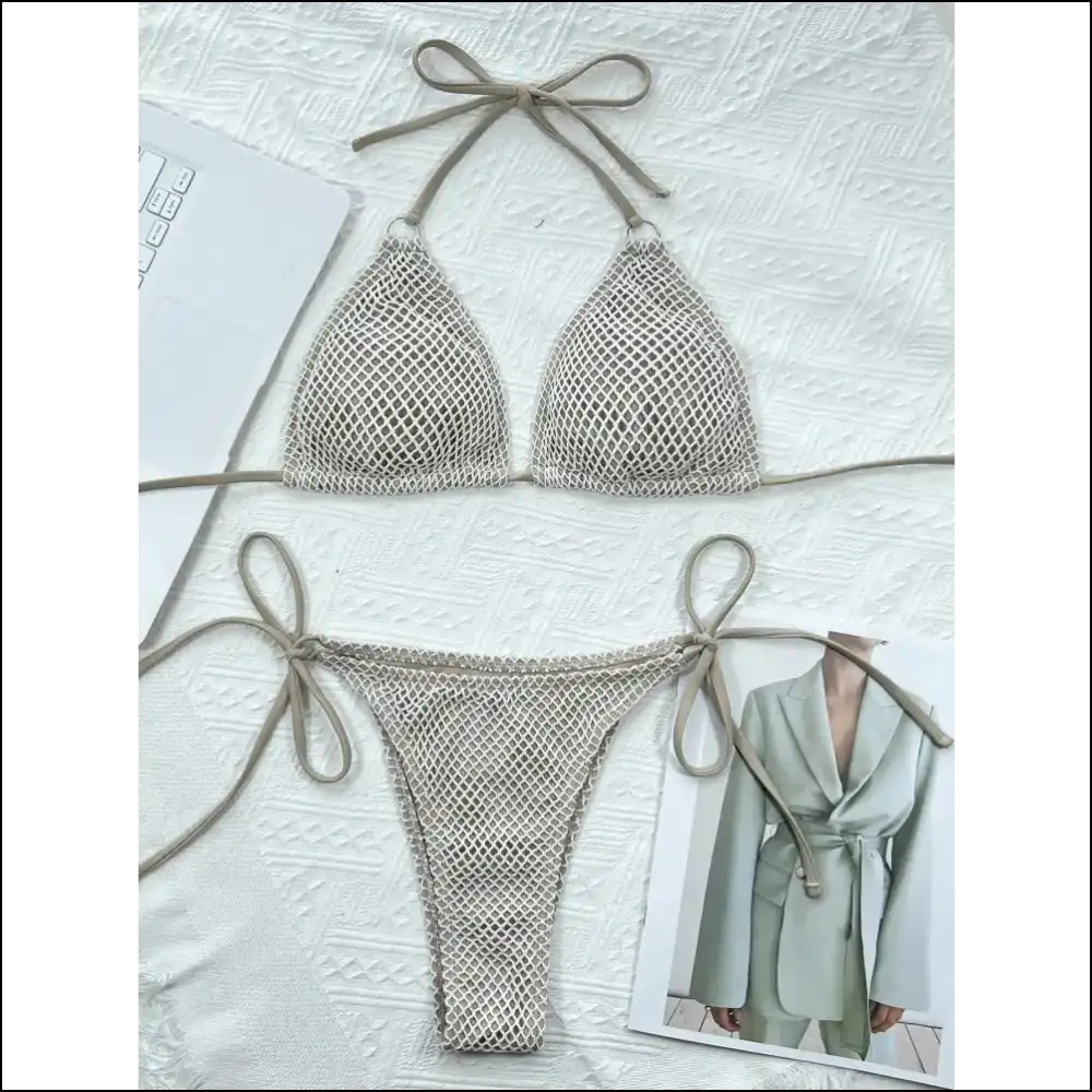 Bikini Set Bliss: Get your Chic Halter Neck and Cash in on Compliments! πποΈ - Ivory / l - Sets on Sale Worldwide Shipping