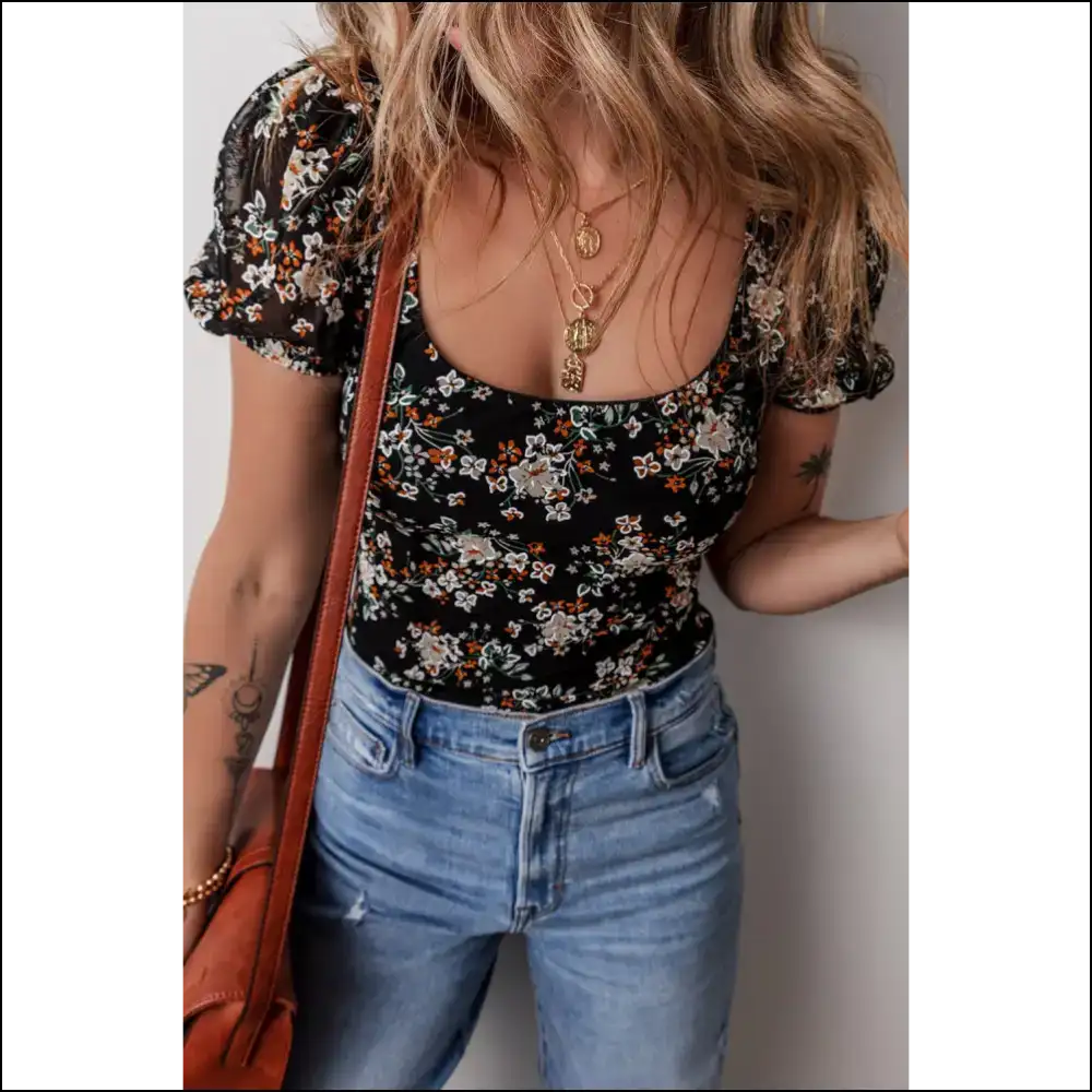 Black Floral Bodysuit: Unleash your Inner Goddess () - s - Bodysuit on Sale Worldwide Shipping