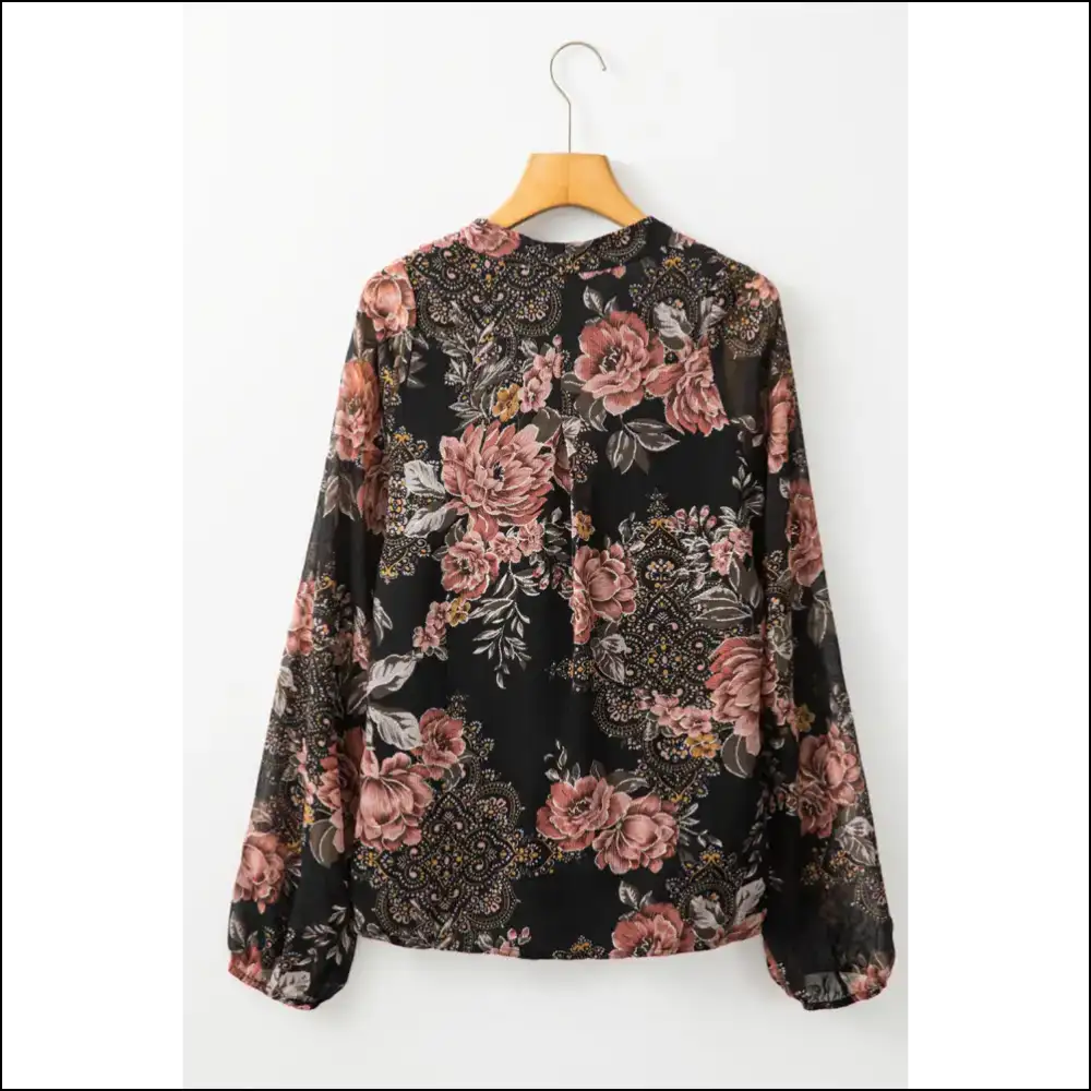 Black Floral Criss Cross v Neck: Bow Down Bitches π Needful Things - Blouses on Sale Worldwide Shipping