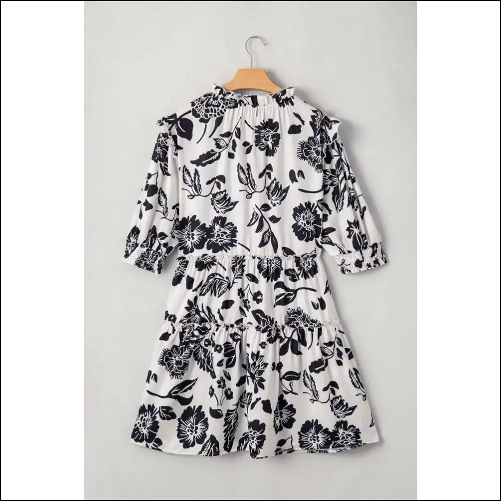 Black Floral Frill Neck Mini Dress: Finally Fabulous! π Needful Things - Plus Size Dresses on Sale Worldwide Shipping