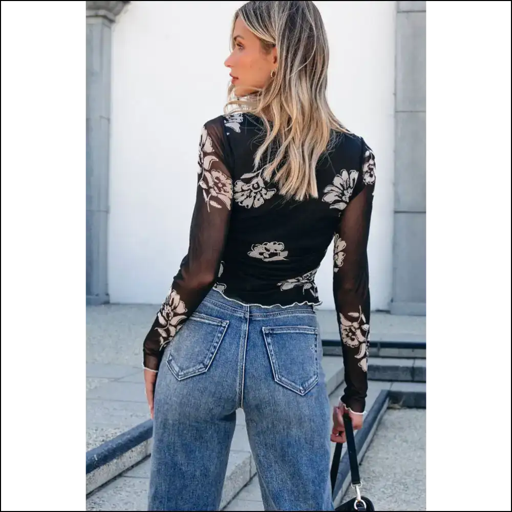 Black Floral Mesh: so Fetch Itβs Practically Needful Things π - Blouses on Sale Worldwide Shipping