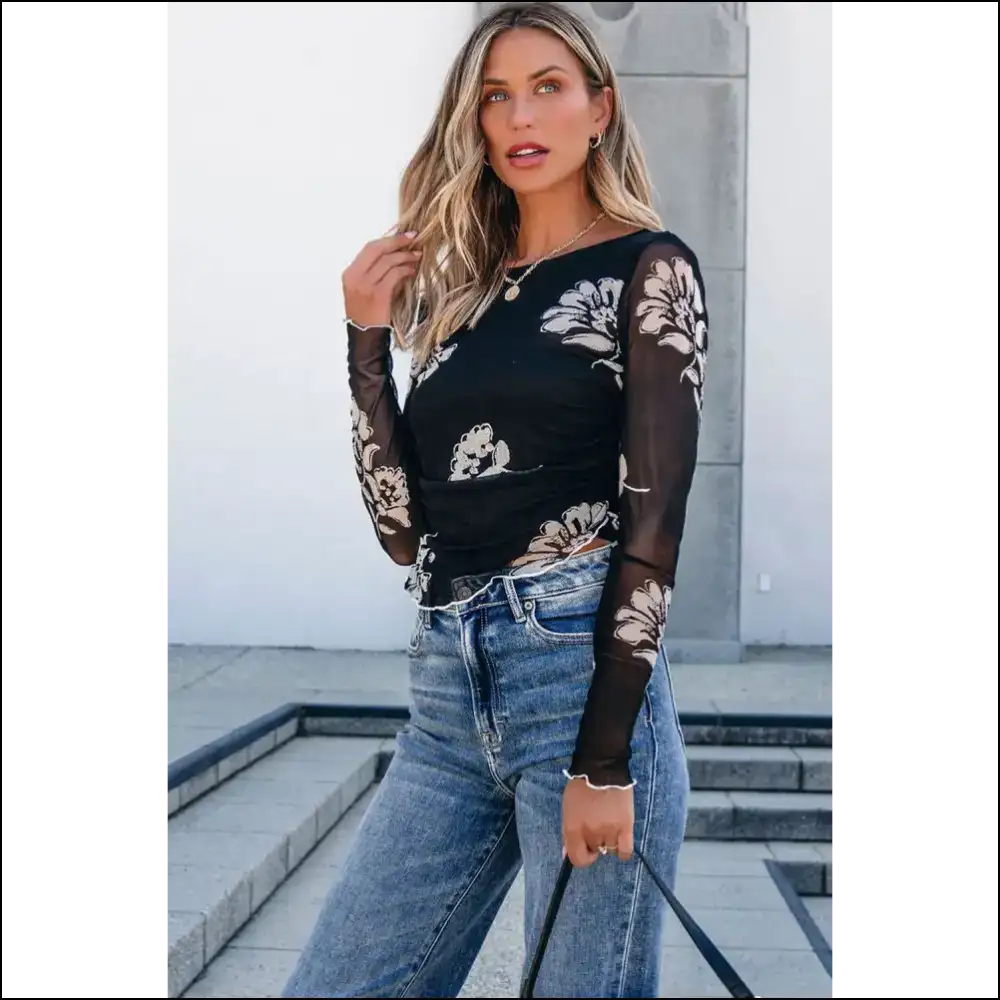 Black Floral Mesh: so Fetch Itβs Practically Needful Things π - Blouses on Sale Worldwide Shipping