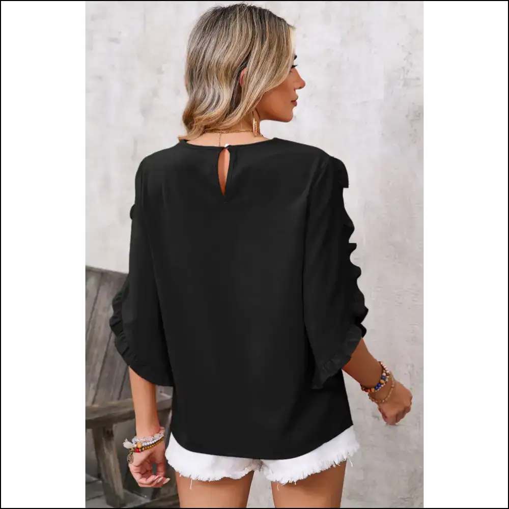 Black Frill Trim Blouse: so Chic it Hurts (in a Good Way) Needful Things - Blouses on Sale Worldwide Shipping