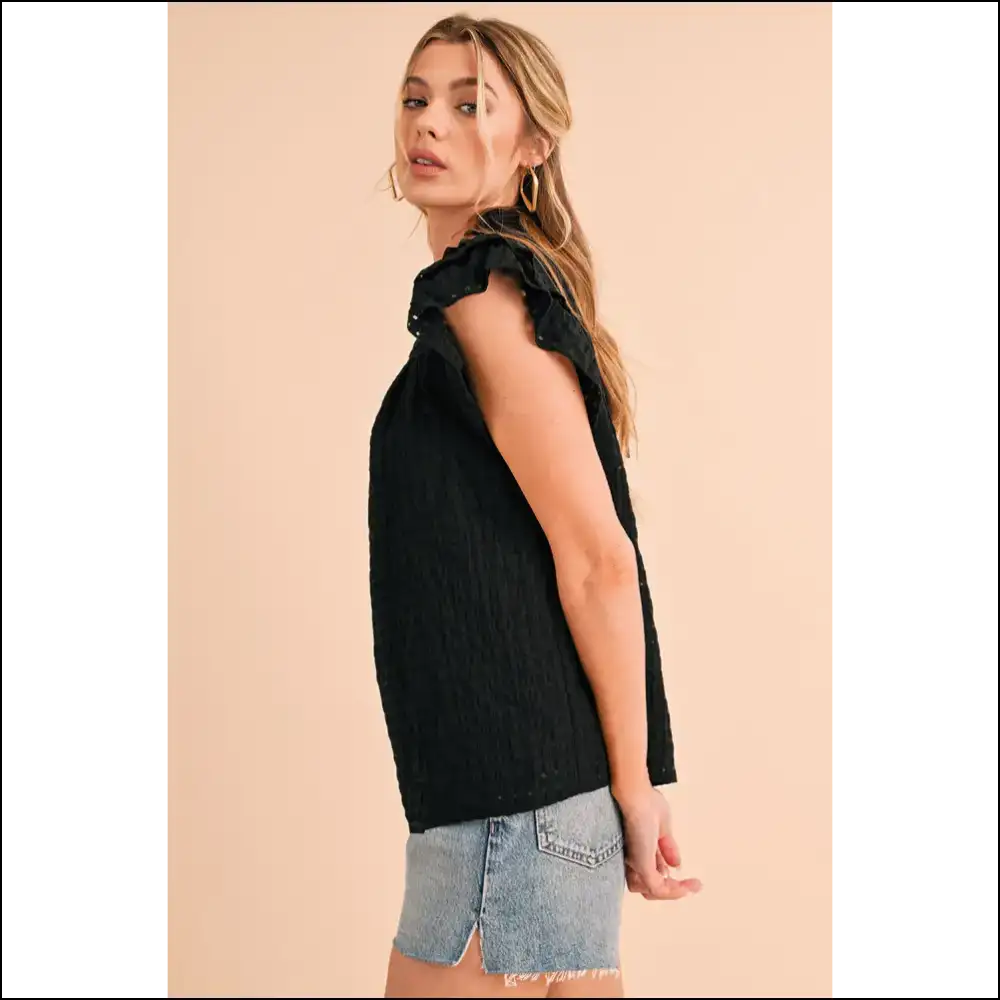 Black Frilled Neck Ruffle: Unleash your Inner Drama Queen! π - Blouses on Sale Worldwide Shipping